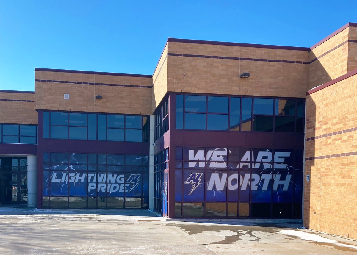 fanaktive's tweet photo. Transformed some entrances for Appleton North High School! 🤩 Window Perf is a great way to showcase your school spirit and adds protection and privacy to your school or business. Contact us today for all your branding needs! #schoolbranding #appletonnorthhighschool https://t.co/8on26xdN0r