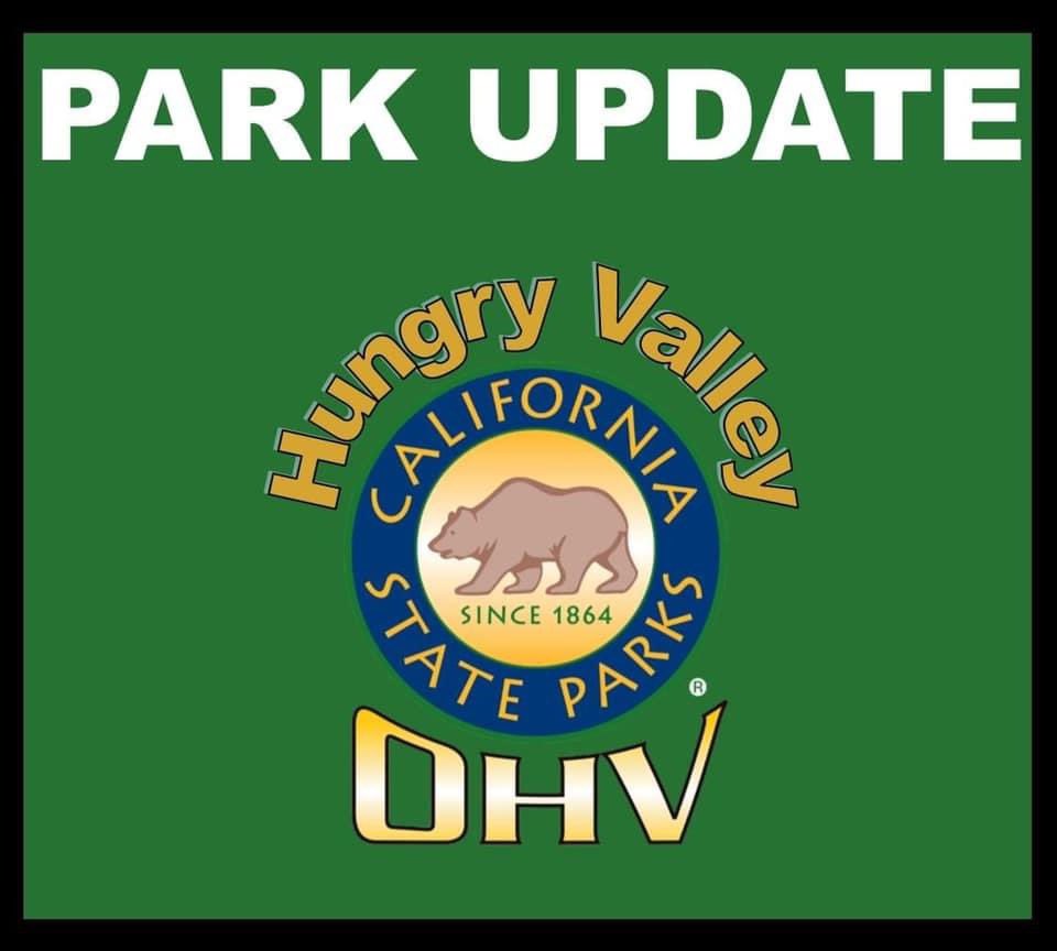 The North Entrance to Hungry Valley SVRA is currently closed due to icy conditions. The South Entrance remains closed due to recent damage from flooding. We will assess the conditions throughout the day and may open the North Entrance if safe.