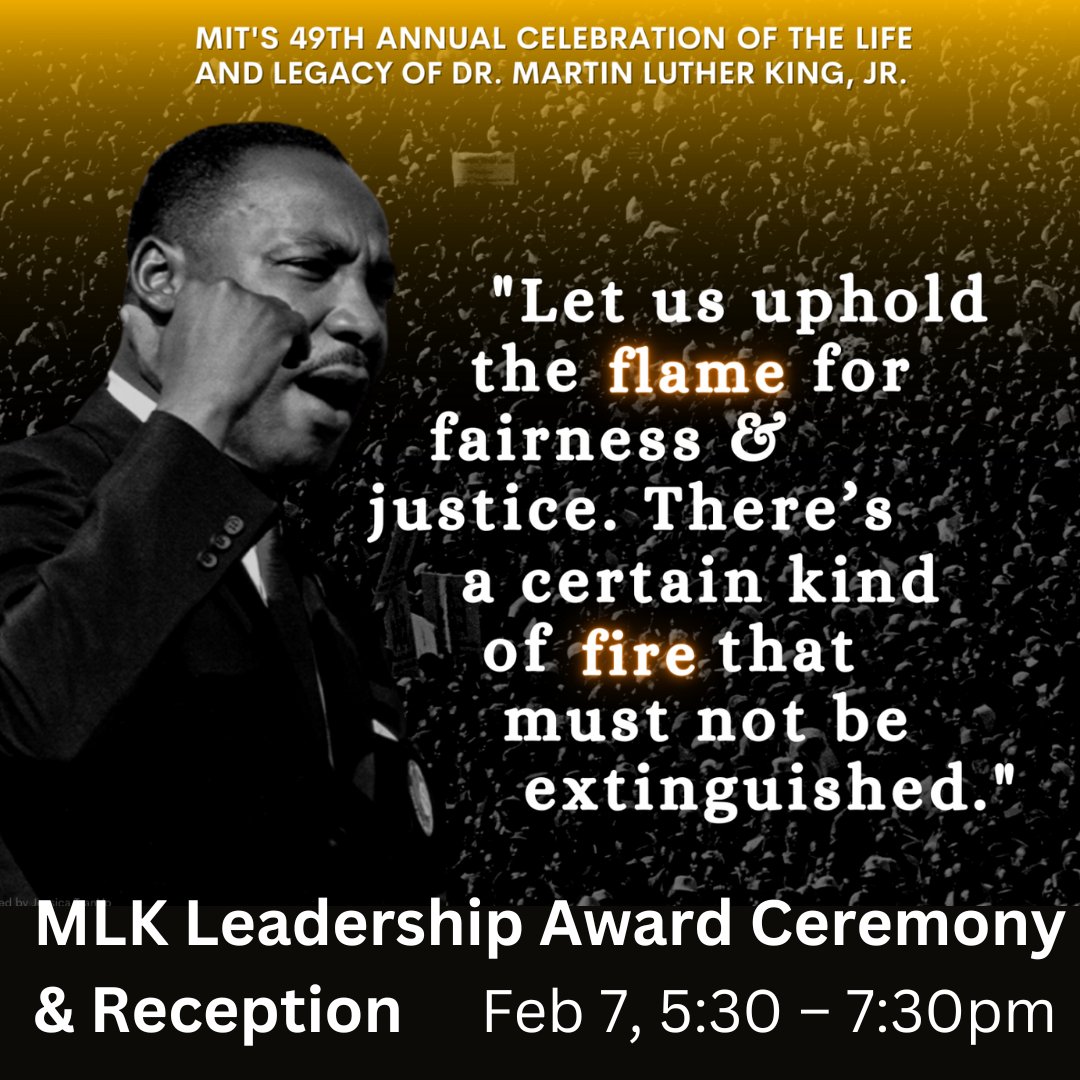 MIT GradLink (@mitgradstudents) on Twitter photo Tomorrow night is the MLK Leadership Award Ceremony & Reception. Congratulations to the outstanding MIT community leaders receiving this honor - Aria Kydd (UG), Jensen Johnson (G), Moana Bentin, Frank Ahimaz, and Mareena Robinson-Snowden. 
iceo.mit.edu/mlk-programs/a…
@MITDiversity Tomorrow night is the MLK Leadership Award Ceremony & Reception. Congratulations to the outstanding MIT community leaders receiving this honor - Aria Kydd (UG), Jensen Johnson (G), Moana Bentin, Frank Ahimaz, and Mareena Robinson-Snowden. 
iceo.mit.edu/mlk-programs/a…
@MITDiversity