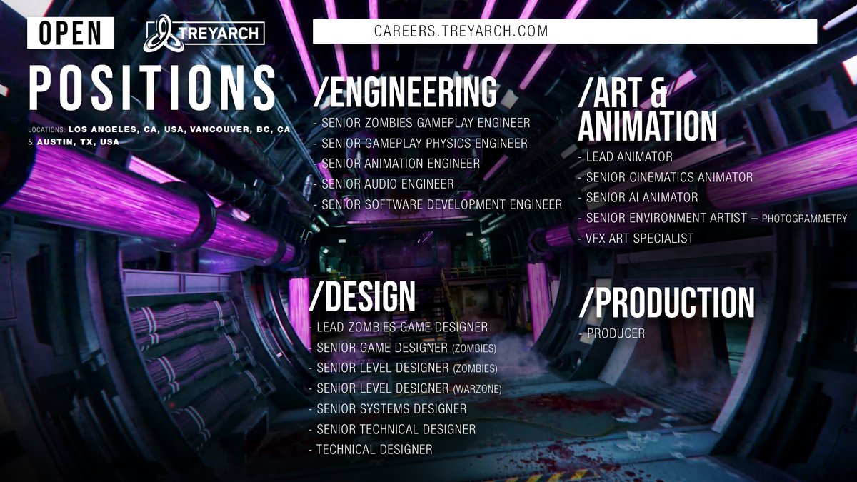 InfoCoDES on Twitter "RT Treyarch Treyarch is hiring! We have