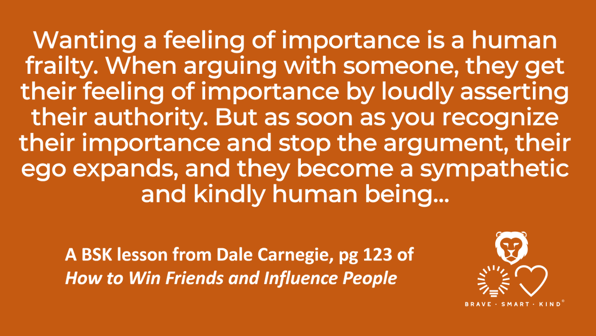 BraveSmartKind's tweet photo. One of my favorite, and most necessary, lessons from Dale Carnegie. Honestly, his work should be required reading in high school, and college, and in the work place... and for anyone engaging in any sort of relationship... ever. https://t.co/KRICzXxrVX