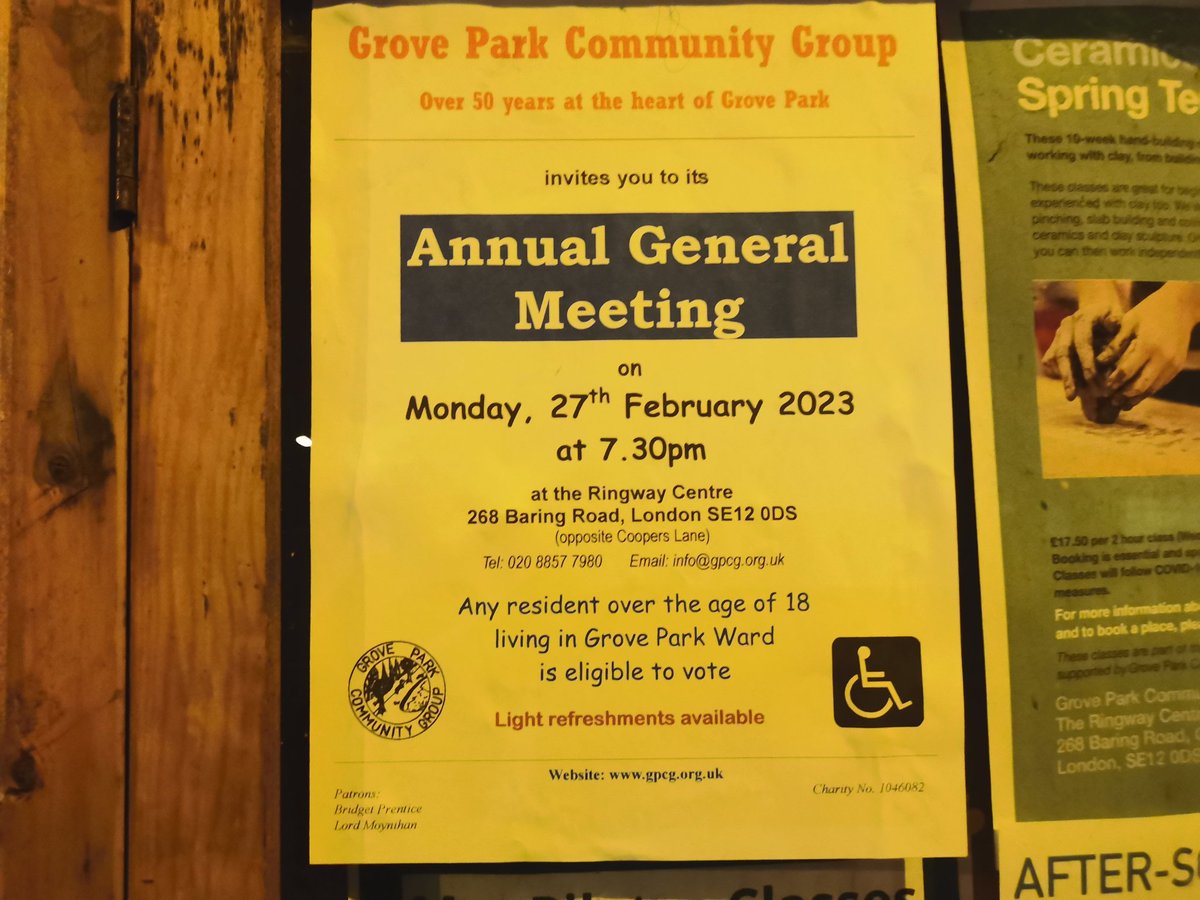 benaldson's tweet image. Great to see the long awaited @GroveParkSE12 AGM scheduled for later this month (27 Feb). 

This is the chance for #GrovePark residents to come and get involved in the incredible community work that goes on in #Lewisham. 

📢📢Let&apos;s get the word out📢📢