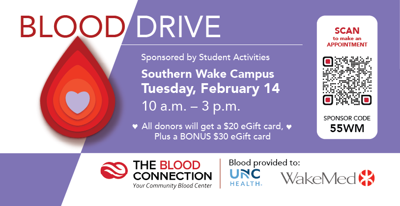 wtccstudents's tweet image. We are happy to partner with @BloodConnection this month providing you the opportunity to give blood at a @waketech campus that is most convenient for you! Hero&apos;s don&apos;t just wear capes, they give blood too! ❤️