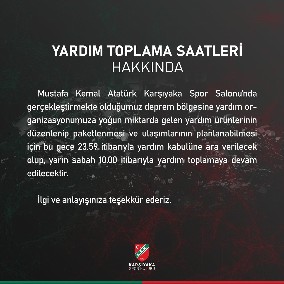 📢 Yardım Toplama Saatleri Hakkında