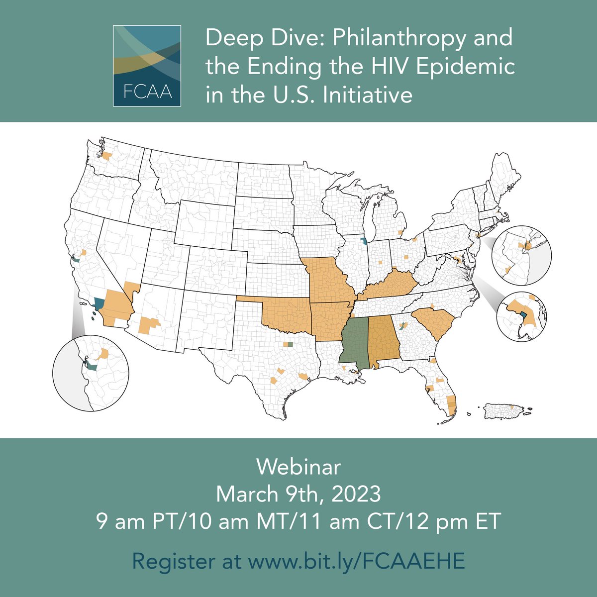 FCAA's tweet photo. Registration now open! Join us on March 9th an insider’s view of FCAA’s recent data launch: #HIV-related #philanthropy and the Ending the HIV Epidemic in the U.S. Initiative (EHE). #endingHIV #resourcetracking #webinar #EHE https://t.co/nkmO6AY9Kj https://t.co/NaCDe18exy