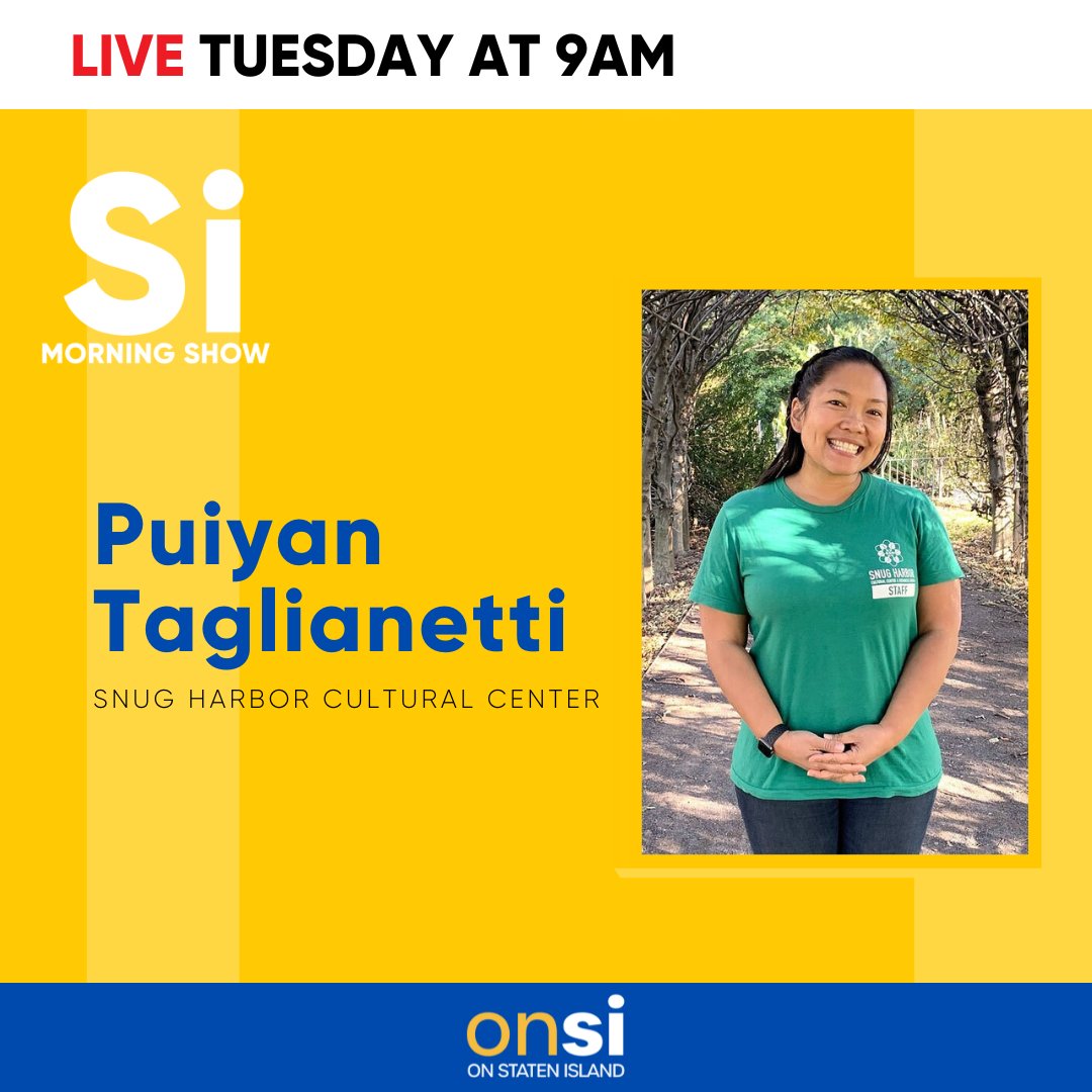 Staten Island Morning Show (@simorningshow) on Twitter photo Join Puiyan Taglianetti of <a href="/SnugHarborCCBG/">Snug Harbor</a> tomorrow at 9AM on The #StatenIslandMorningShow! Stream on Roku, Facebook, or on OnStatenIsland.com. Join Puiyan Taglianetti of <a href="/SnugHarborCCBG/">Snug Harbor</a> tomorrow at 9AM on The #StatenIslandMorningShow! Stream on Roku, Facebook, or on OnStatenIsland.com.