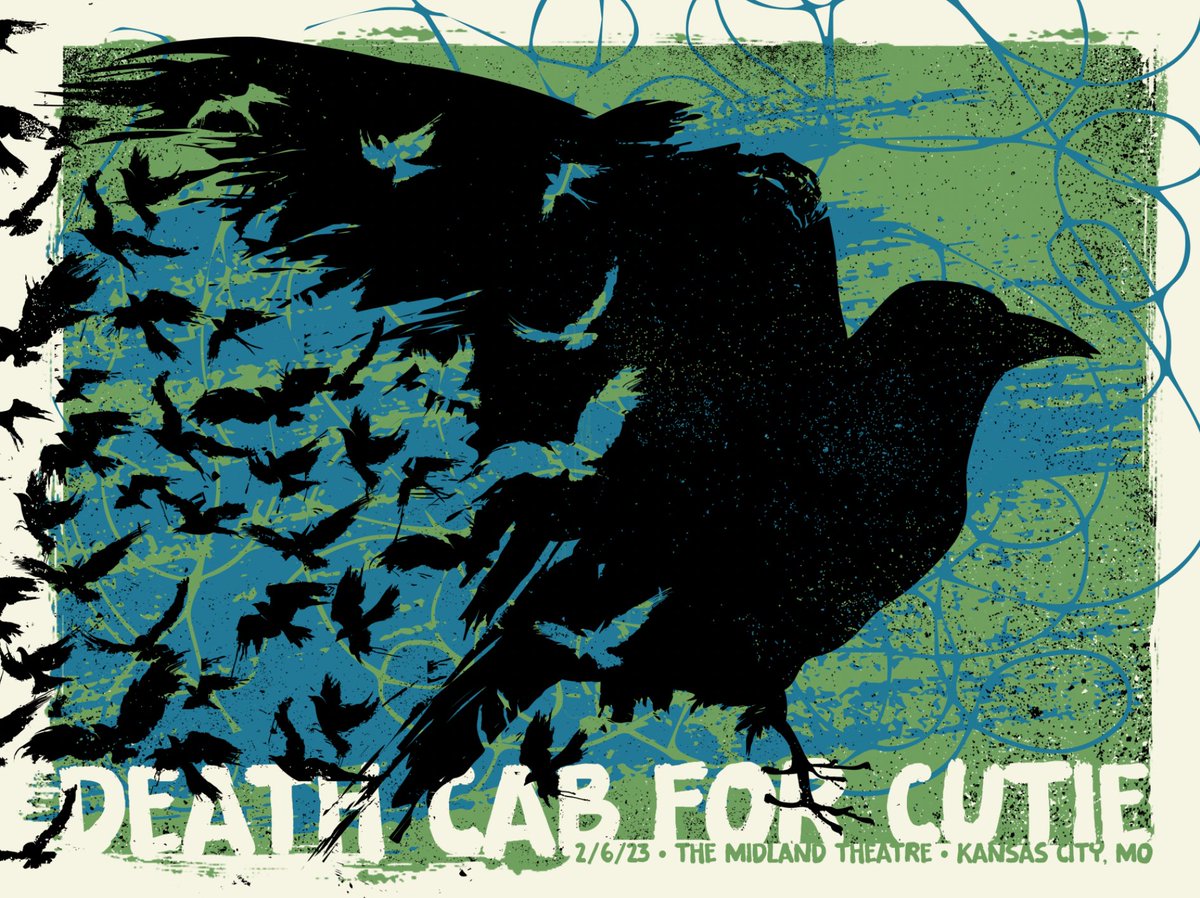 Death Cab for Cutie (@dcfc) on Twitter photo Kansas City, we'll see you tonight for a SOLD OUT show at <a href="/themidland/">The Midland Theatre</a>. <a href="/momma_band/">Momma</a> is on first.
Poster by <a href="/NateDuval/">Nate Duval</a> available for purchase at the show. Kansas City, we'll see you tonight for a SOLD OUT show at <a href="/themidland/">The Midland Theatre</a>. <a href="/momma_band/">Momma</a> is on first.
Poster by <a href="/NateDuval/">Nate Duval</a> available for purchase at the show.