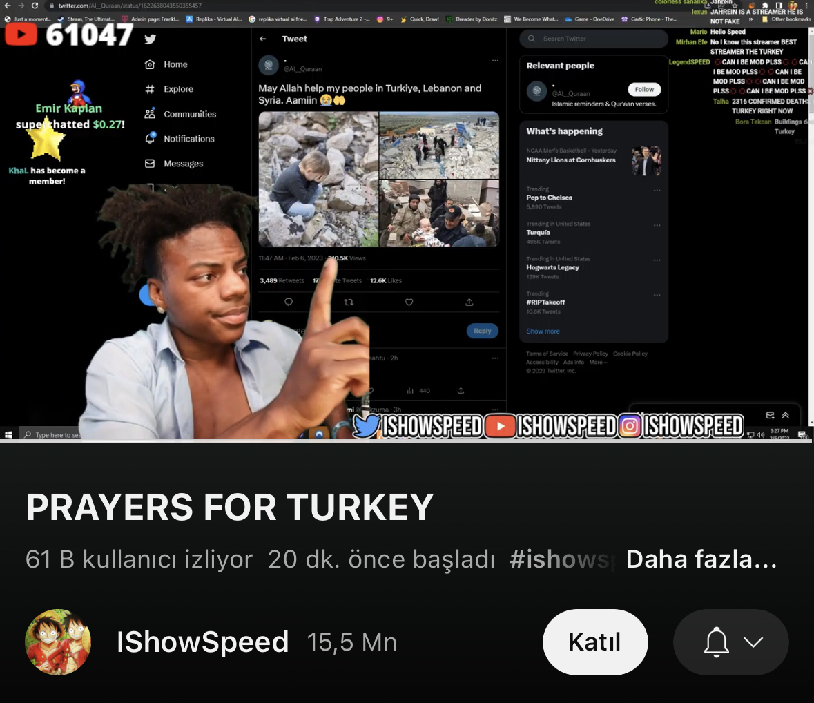 transferyapinx's tweet photo. ishowspeed türkiye için bağış topluyor. https://t.co/nHj4WXBILa