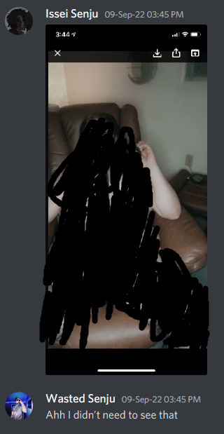 anon_quick's tweet photo. Issei has been sharing multiple nudes and images of his previous exes with his friends, which is a complete violation of trust. Below are censored screenshots from different DMs. He's done the same with his nudes, and people have vocally (and in DMs) told him to stop. https://t.co/lEFRi2c75b
