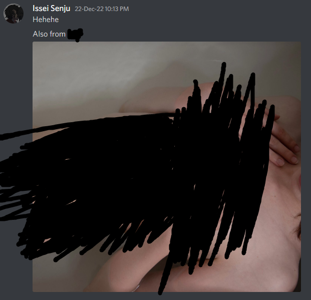 anon_quick's tweet photo. Issei has been sharing multiple nudes and images of his previous exes with his friends, which is a complete violation of trust. Below are censored screenshots from different DMs. He's done the same with his nudes, and people have vocally (and in DMs) told him to stop. https://t.co/lEFRi2c75b