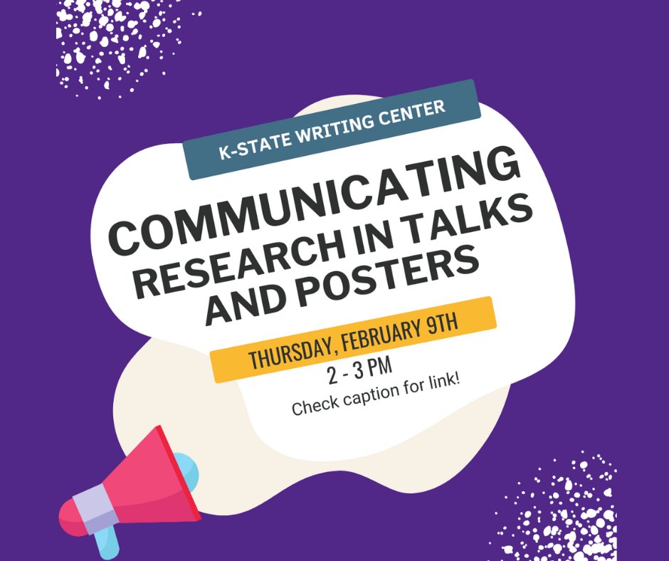 KStateGSC's tweet photo. Got a presentation coming up? 🤔

Register for this workshop to enhance your communication skills and become a better presenter! 

9th, February 2023 from 2-3 PM 
Register here: https://t.co/IC2AYwfNHf https://t.co/IFxbMi0h6a