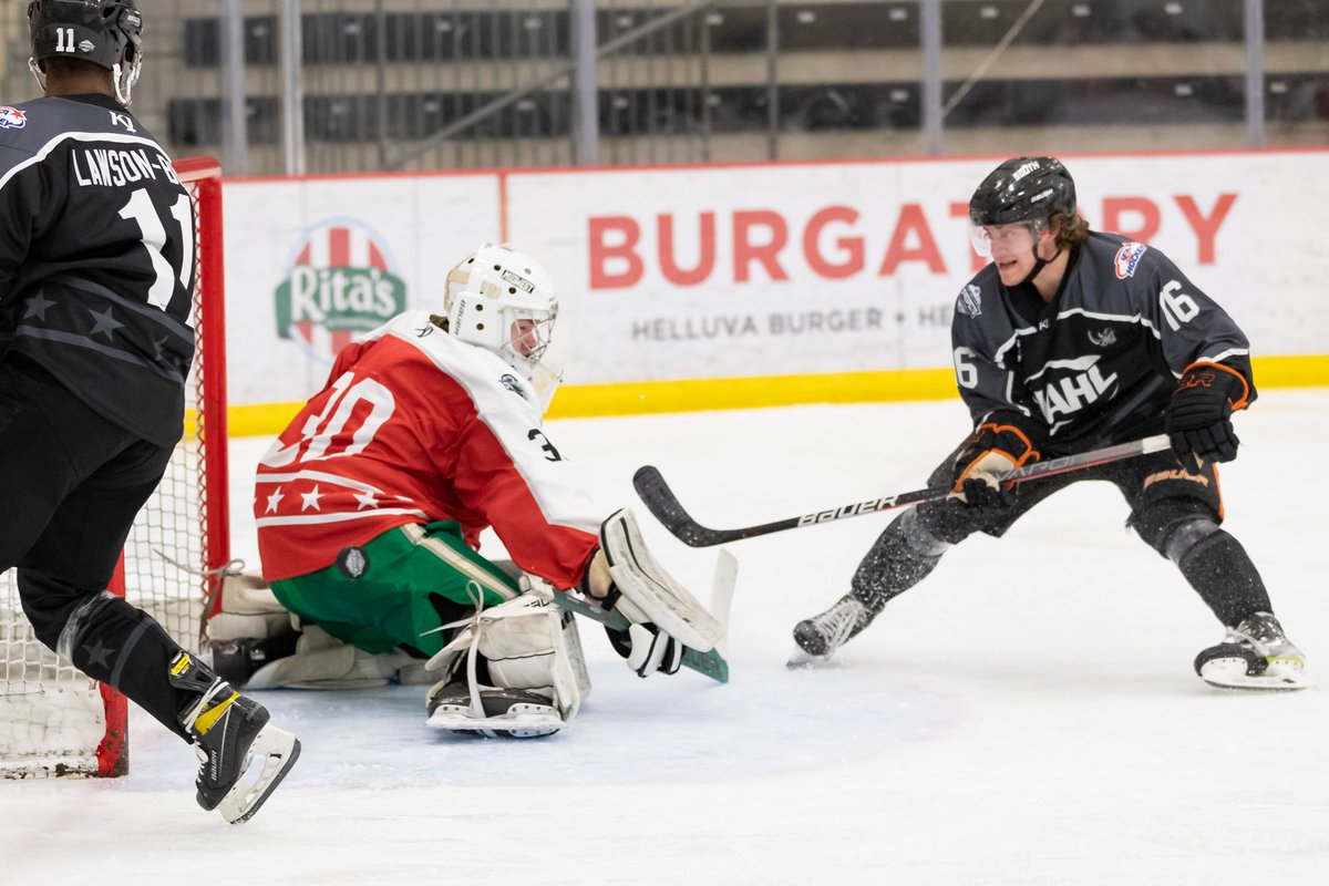 Team Midwest made some nice plays, but Team South won the day <a href="/NAHLHockey/">NAHL</a> Top Prospects 2023 1st game.