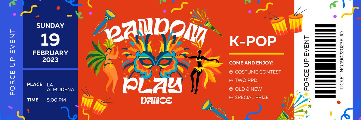 forceupofficial's tweet image. K-POP #RANDOMPLAYDANCE | Carnival Edition

📍La Almudena, #Madrid
🕔 17:00 

⏪️ Álbum gratis para el ganador del concurso de disfraces 
⏪️ Dos divertidos Random Play Dance  (Old&amp;amp;New)

#STRAYKIDS #MAXIDENT #ALBUMGIVEAWAY #BTS #BLACKPINK #NEWJEANS #TWICE #TXT #LESSERAFIM #ATEEZ