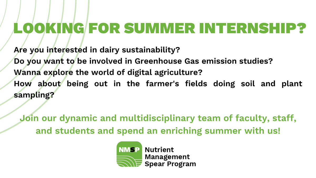 CornellNMSP's tweet photo. WE ARE HIRING SUMMER INTERNS! 📢
Click the links for more details:
GHG and Dairy Sustainability: https://t.co/FdnsOdEx3r
Dairy Sustainability with @Chobani : https://t.co/v23KXoMI7n
DigitalAg: https://t.co/HII1N05LKB
On-farm Research: https://t.co/uzSHCSrViC https://t.co/iYIfj6wjsJ