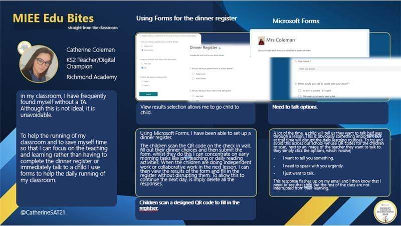 CatherineSAT21's tweet photo. A few more ways to run a classroom a little more effectively and efficiently when you're on your own, or have children learning from home. @Tonihammy #MIEExpert #TEAMSoutheast #EDUBites @MicrosoftForms @MicrosoftTeams @OneNoteEDU https://t.co/i6mtvklClK