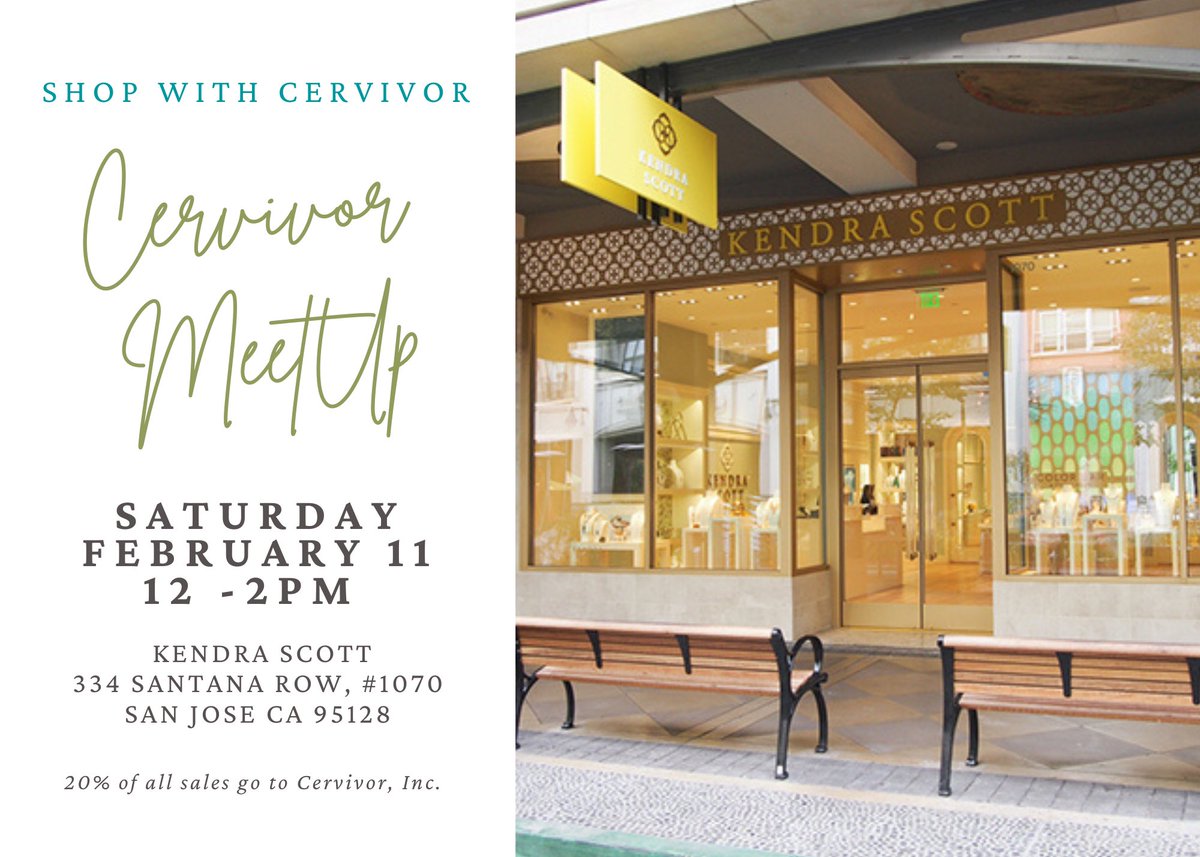 Join me @kendrascott this Saturday, February 11 from 12-2pm for a Cervivor MeetUp while you shop and support @iamcervivor