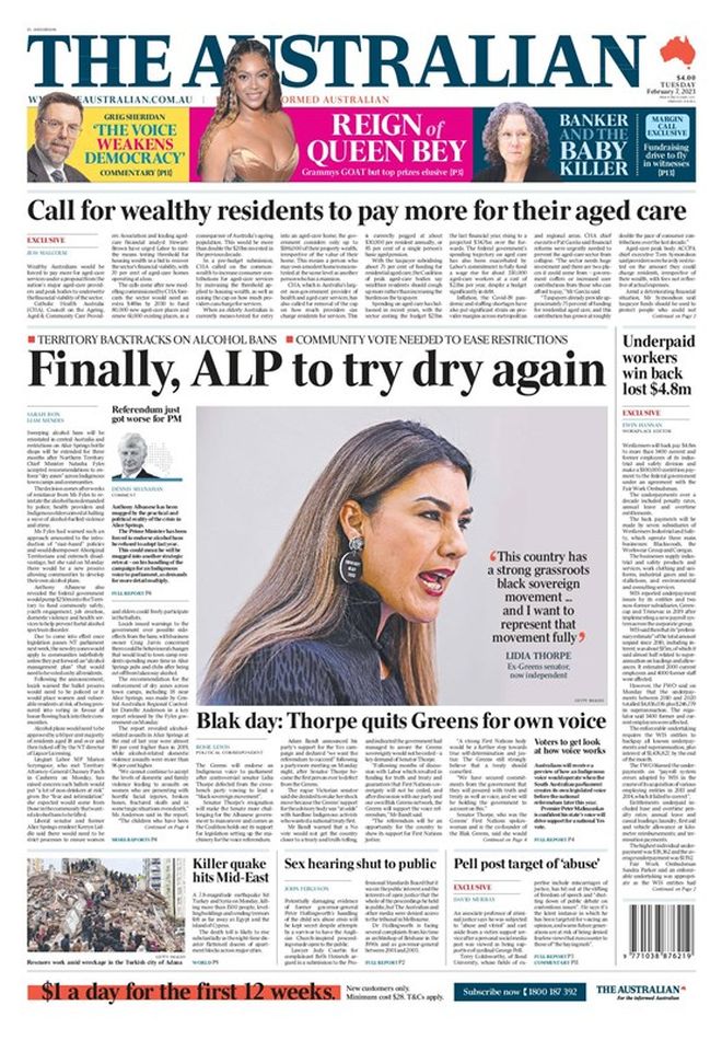 🇦🇺 Finally, ALP To Try Dry Again ▫Territory backtracks on alcohol bans ▫Community vote needed to ease restrictions ▫@SarsIson @liammendes 🇦🇺 #frontpagestoday #Australia @australian