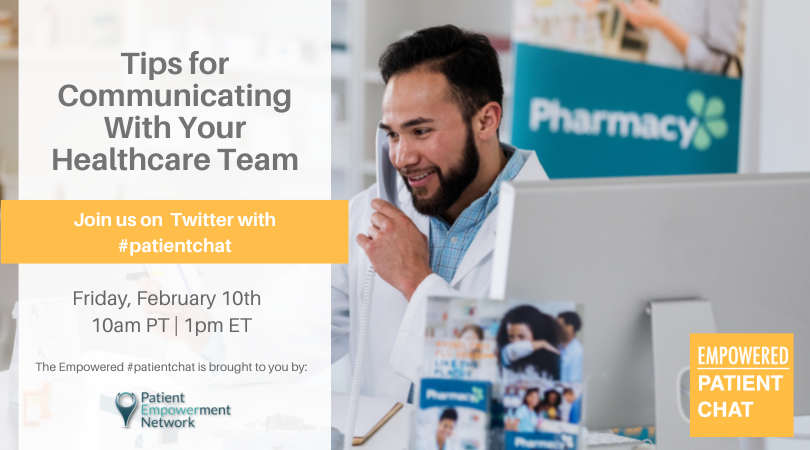 Our next Empowered #PatientChat, "Tips for Communicating With Your Healthcare Team" will be Friday, 02/10 @ 10 AM PT/ 1 PM ET! 

powerfulpatients.org/event/empowere…
