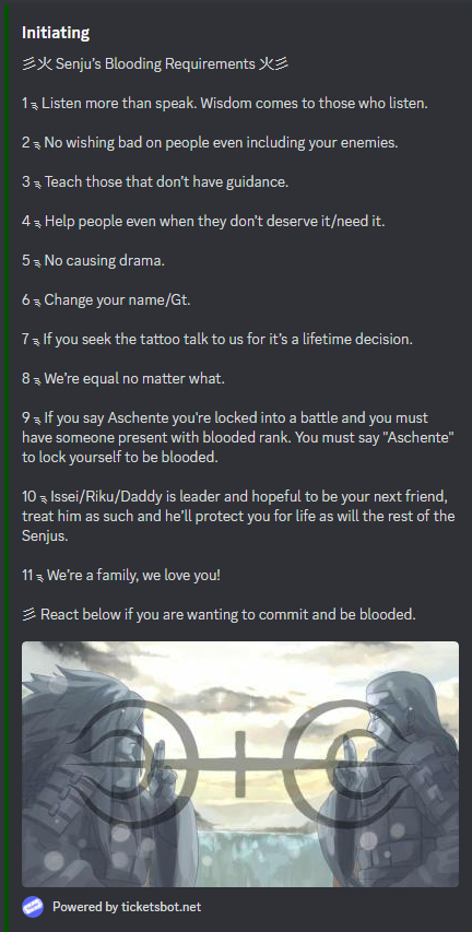anon_quick's tweet photo. Issei runs a Discord Server / Group called the Senju Family, which has cult-like ties. Alongside being picky about who he lets in, he says that it’s for people who are outcasts or don’t have a family. Some members have received tattoos or carved their hands as part of being in it https://t.co/tc0lXEzHVs