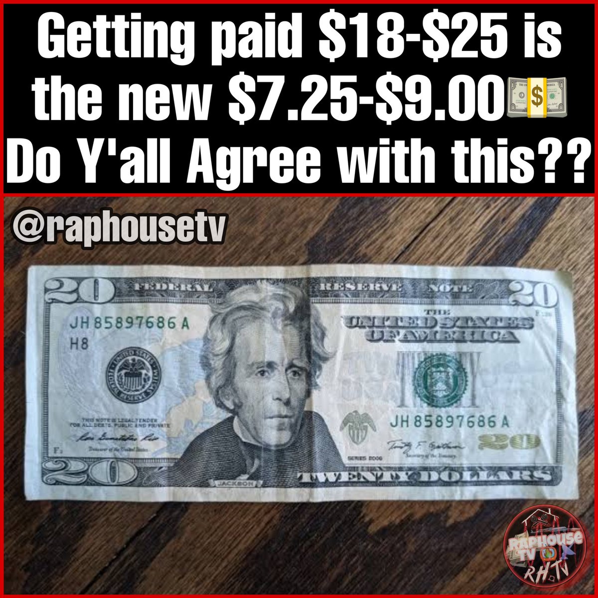 raphousetv2's tweet photo. Getting paid $18-$25 is the new $7.25-$9.00💵 Do Y'all Agree with this??🤔 https://t.co/5YFkxsV9ST