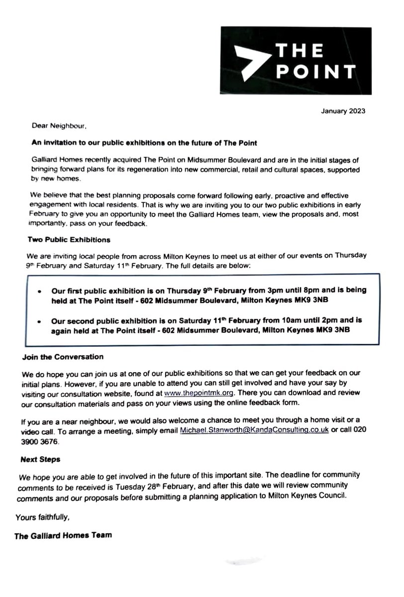 Plans this week? How about popping along to #ThePointMK to see the proposed "regeneration plans?"

Most importantly they want our feedback - let's give it to them.

So head over to The Point on either:

Thursday 9th Feb, 3pm till 8pm, or
Saturday 11th Feb, 10am till 2pm

#lovemk