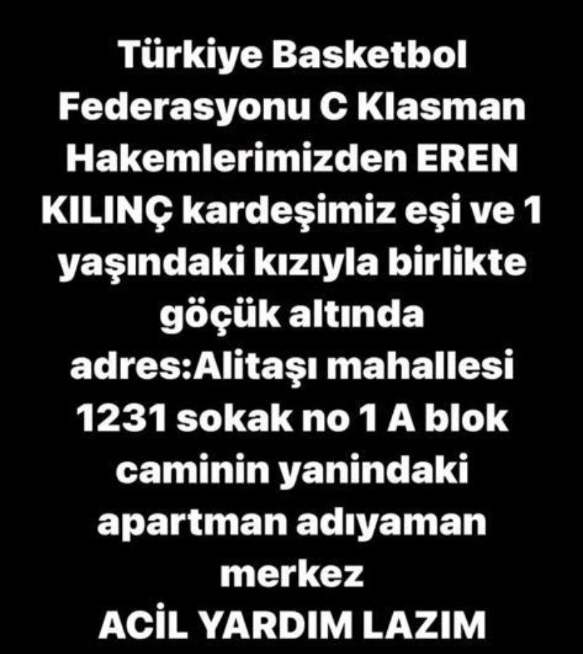takinyaliogluu's tweet photo. @AdiyamanBelTR @AFADBaskanlik @ahbap @haluklevent #deprem #ADIYAMAN https://t.co/MNBdaB12sH