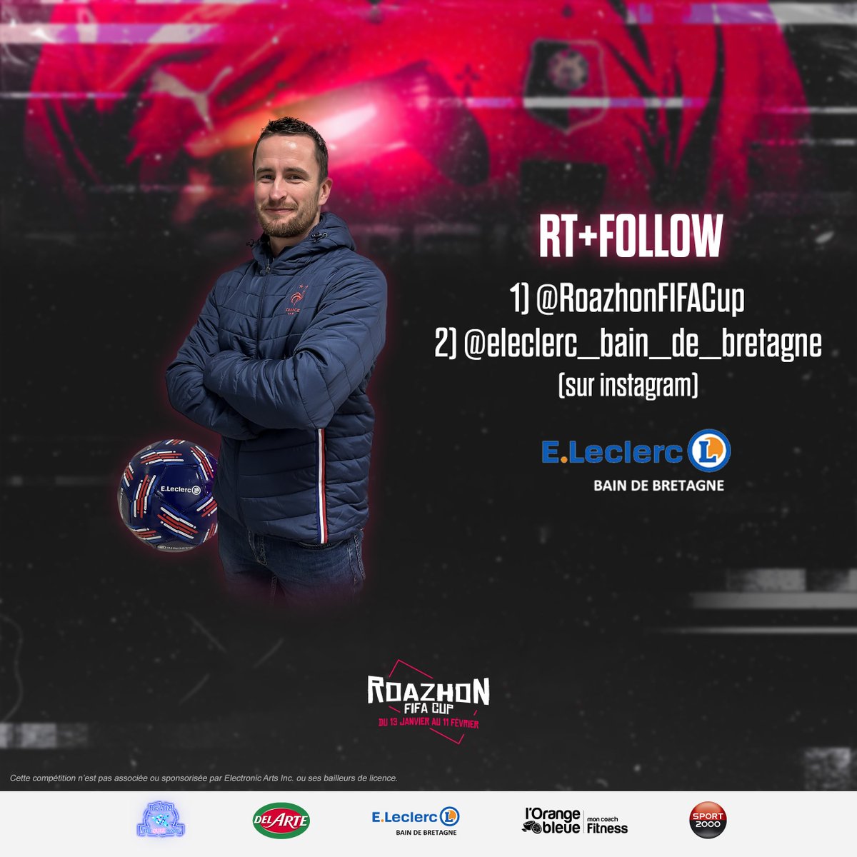 RoazhonFIFACup's tweet photo. Dernière semaine de la @RoazhonFIFACup, on vous gâte avec 6 concours (!) pour terminer ce mois de compétition 🎁

On ouvre le bal avec Leclerc Bain de Bretagne qui vous offre 1 doudoune EDF et 1 ballon EDF 🧥⚽️
https://t.co/U7W6Bc5xd1

Tirage au sort dimanche midi. https://t.co/9sZDFUoF5G