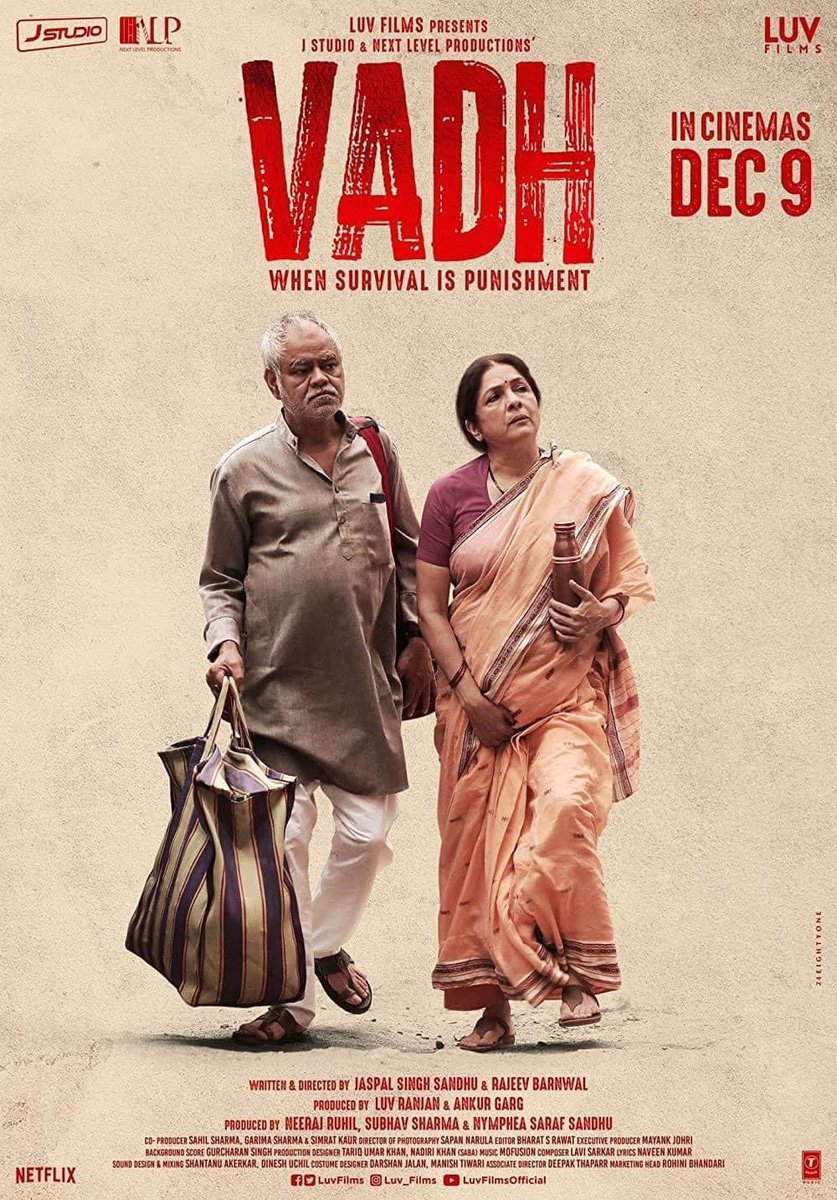 #sanjaymishra and @Neenagupta001  did an excellent job in this movie. This movie is something that no one will expect at the beginning.Also last but not least #diwakarkumar did an amazing job that as an audience i really hate his character in that movie. gowatch 
#VadhonNetflix