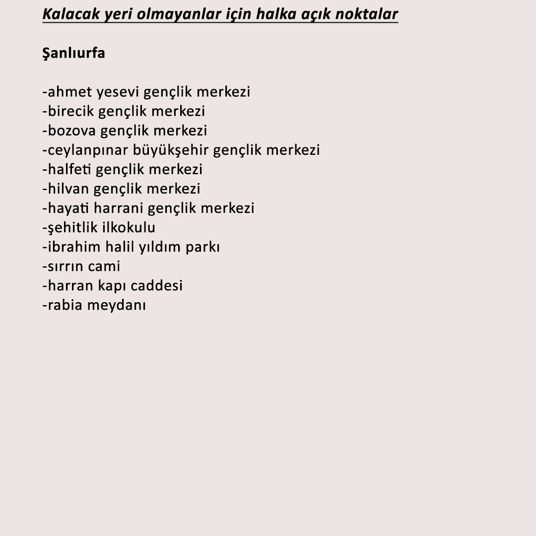 Kalacak yeri olmayanlar için halka açık bazı noktalar