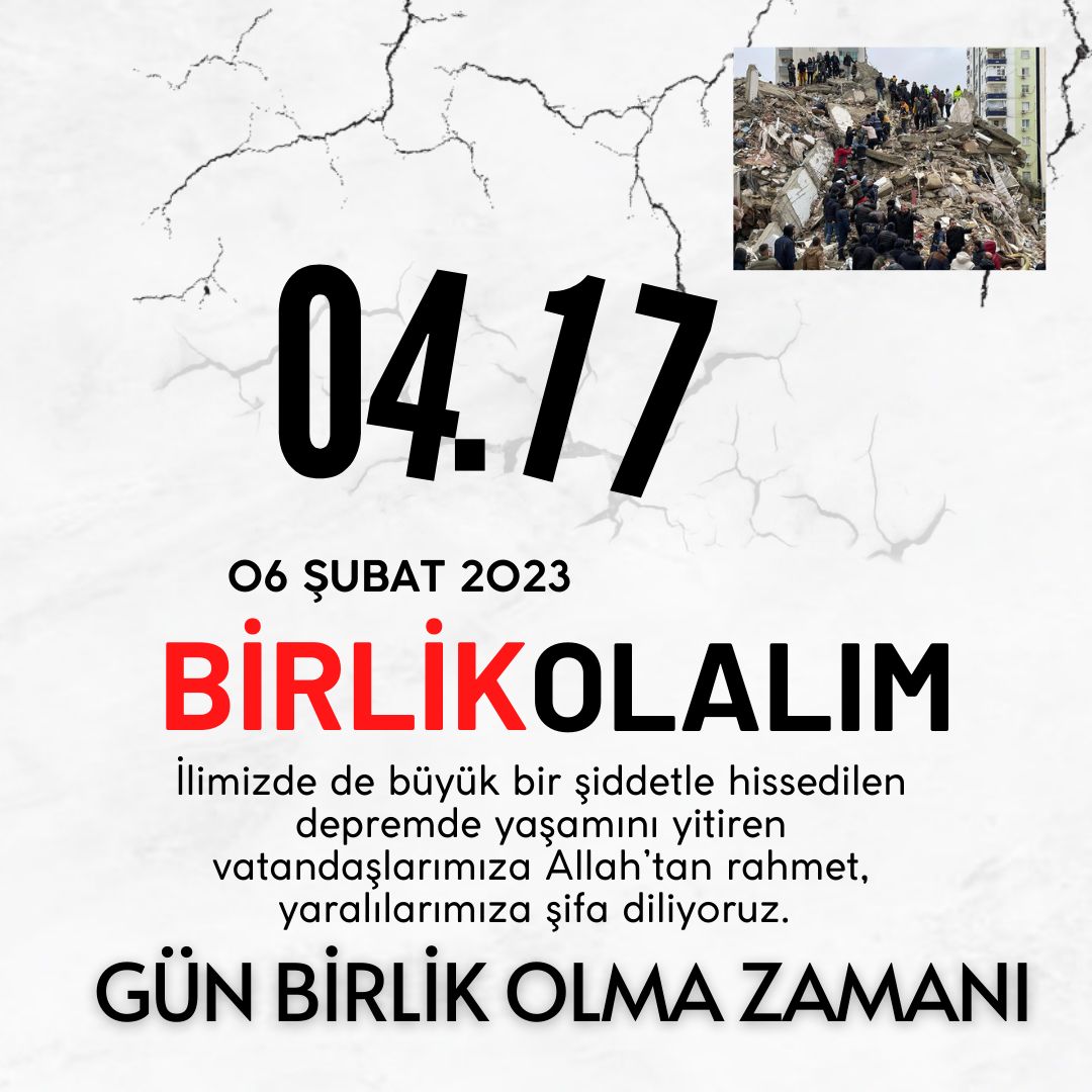 Çok geçmiş olsun Türkiyem.  Depremden etkilenen başta Kahramanmaraş ve çevre illerdeki vatandaşlarımızın Allah yâr ve yardımcısı olsun. Acımız büyük.
Terörle Mücadele ve Vazife Kahramanları ve Şehit ve Gazi Yardımlaşma derneğinin bulanık şubesi başkanı Tahsin Öndül