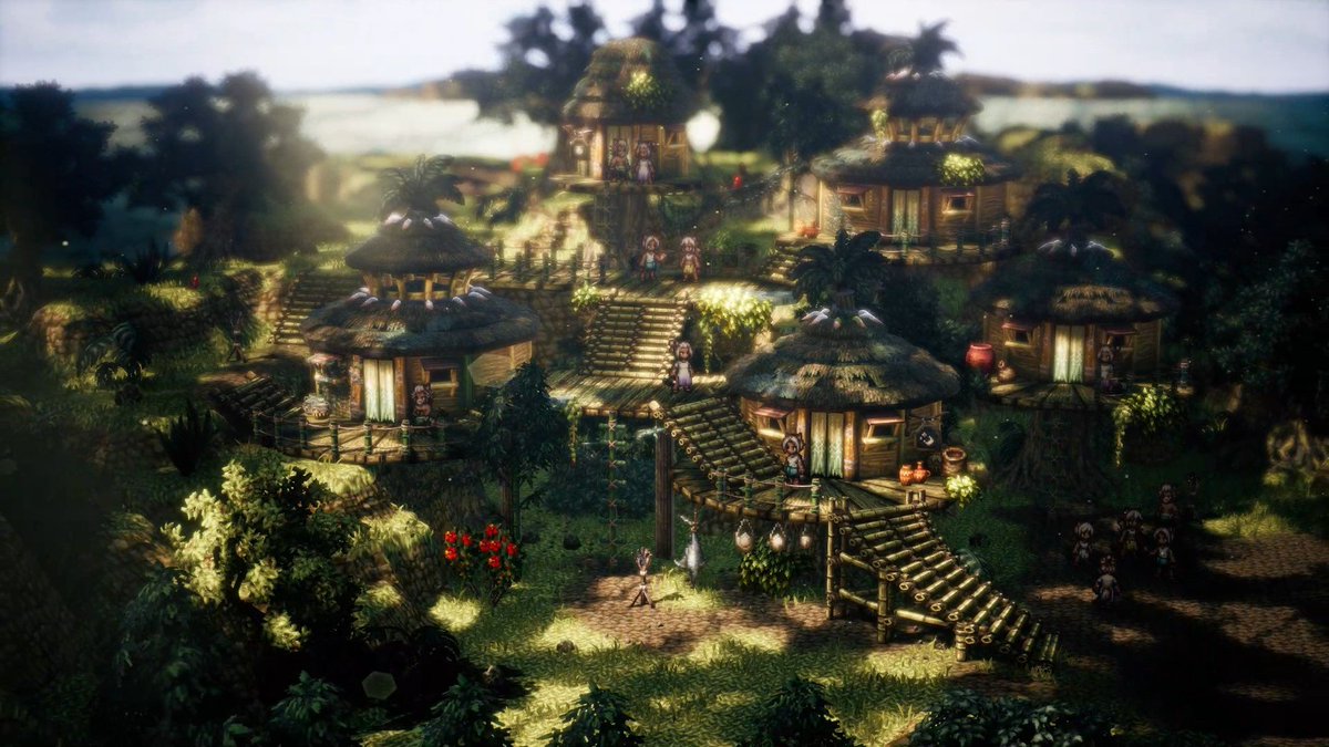 SquareEnix's tweet photo. Small woodland villages, castle towns seated in the desert,  frigid and frozen prison camps, and tropical islands filled with history. Just some of the locations brought to life in beautiful HD-2D in #OctopathTraveler2 https://t.co/SmPOTH4r5j