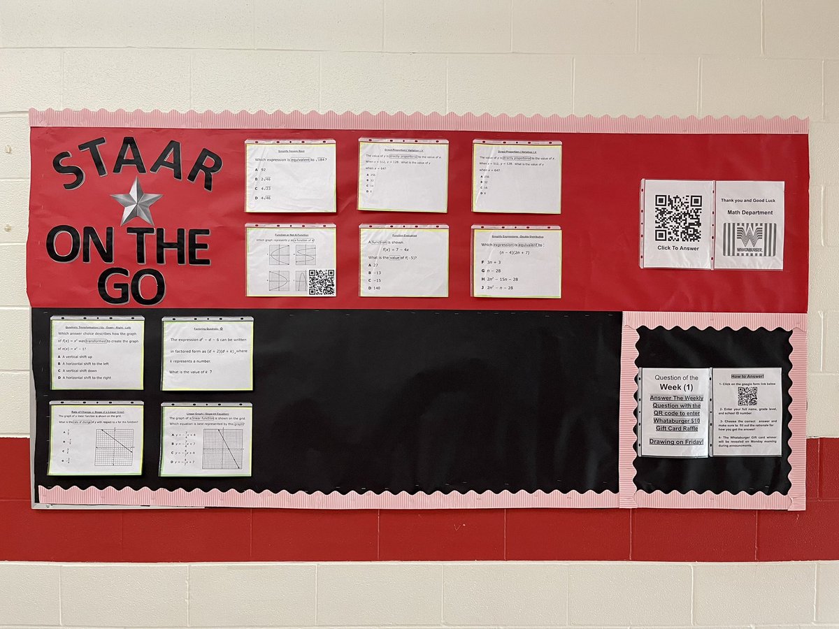 Algebra 1 STAAR on the Go, students will be able to scan the QR code for the question of the week and win $10  <a href="/Whataburger/">Whataburger®</a> gift card <a href="/lobo_pride/">La Joya Palmview High School</a> #math #staar #Algebra