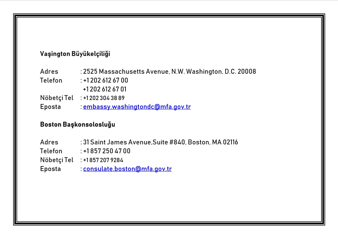 TC_VasingtonBE's tweet image. Ülkemizde yaşanan deprem felaketi kapsamında yardımda bulunmak isteyen vatandaşlarımızın Büyükelçiliğimiz ve Başkonsolosluklarımıza erişebilecekleri adres ve iletişim bilgileri aşağıda sunulmuştur: 
@HMuratMercan