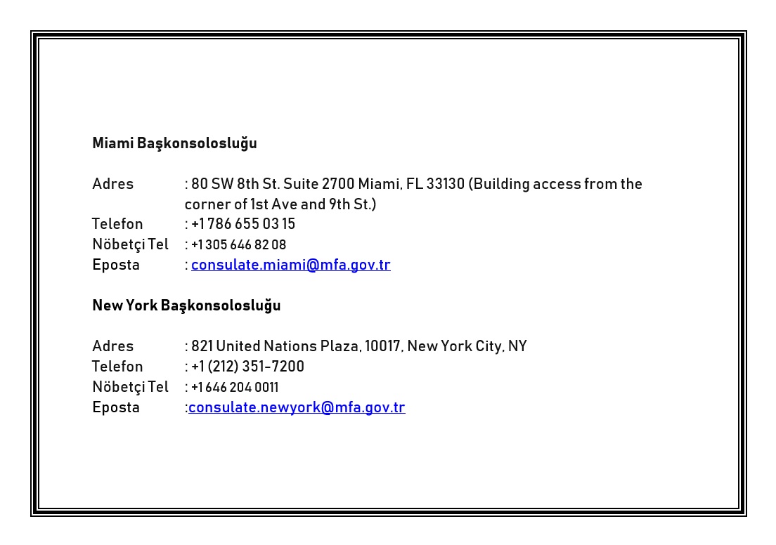 TC_VasingtonBE's tweet image. Ülkemizde yaşanan deprem felaketi kapsamında yardımda bulunmak isteyen vatandaşlarımızın Büyükelçiliğimiz ve Başkonsolosluklarımıza erişebilecekleri adres ve iletişim bilgileri aşağıda sunulmuştur: 
@HMuratMercan