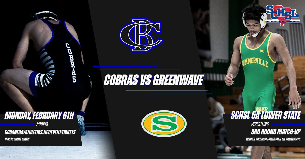 Cane Bay HS Athletics (@canecobra) on Twitter photo Thanks to the <a href="/cobrasyouthorg/">Cobras Youth Organization</a> the first 50 Cane Bay Students will receive a free ticket into tonight's Wrestling Match vs Summerville!!!
<a href="/statechampjay/">Jay Peace</a> <a href="/CaneBaySoftball/">Cane Bay Softball</a> <a href="/CaneBayCobrasFB/">Cane Bay High School Football</a> <a href="/CBboysBball/">Cane Bay Boys Basketball</a> <a href="/CaneBaySoccer/">Cane Bay Men's Soccer</a> <a href="/toddmahalcobras/">Cane Bay Cobra Baseball</a> <a href="/canebay_stuco/">cane bay stuco</a> <a href="/CaneBayCheer/">Cane Bay Cheer</a> Thanks to the <a href="/cobrasyouthorg/">Cobras Youth Organization</a> the first 50 Cane Bay Students will receive a free ticket into tonight's Wrestling Match vs Summerville!!!
<a href="/statechampjay/">Jay Peace</a> <a href="/CaneBaySoftball/">Cane Bay Softball</a> <a href="/CaneBayCobrasFB/">Cane Bay High School Football</a> <a href="/CBboysBball/">Cane Bay Boys Basketball</a> <a href="/CaneBaySoccer/">Cane Bay Men's Soccer</a> <a href="/toddmahalcobras/">Cane Bay Cobra Baseball</a> <a href="/canebay_stuco/">cane bay stuco</a> <a href="/CaneBayCheer/">Cane Bay Cheer</a>