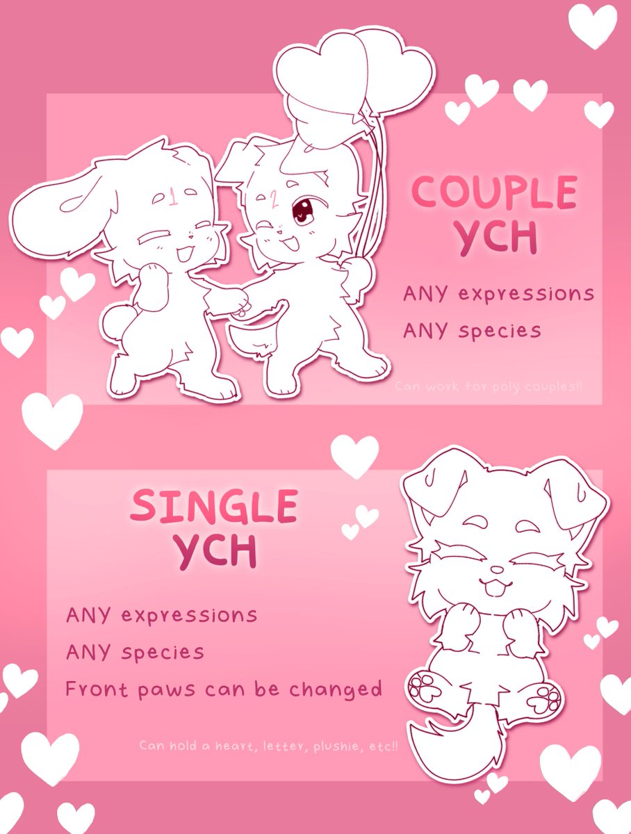 ✨❣️VALENTINE'S DAY RAFFLE❣️✨

My commission slots were filled quickly, thank you a lot!! I'll be giving 1⃣FREE VALENTINE'S YCH!💕 

❤️Rules❤️
- follow, like and retweet! new followers welcome!
- (opt) post a SFW ref
- Winner chooses which YCH!

✨NEW WINNER EVERY 50 FOLLOWERS✨