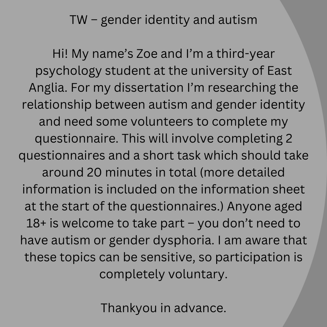 research.sc/participant/lo…

#autism #gender #transgender #theoryofmind #research #undergraduate #participants #AutismAwareness #genderidentity #questionaires #study #genderdysphoria