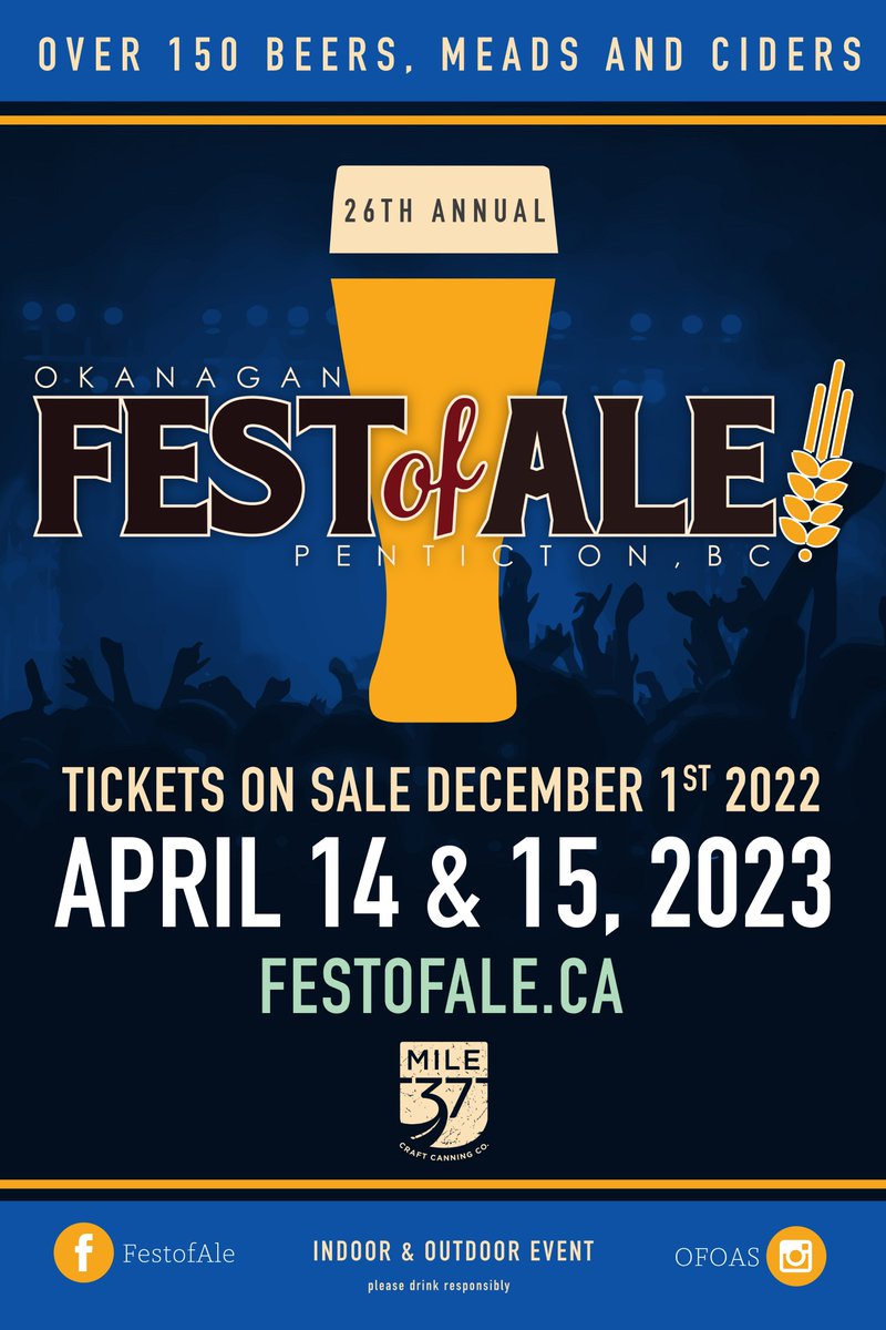 EconomicDevBC's tweet photo. Joining the 2023 BC Economic Summit in Penticton? Take in the Okanagan Fest of Ale annual Craft Beer Fest that functions to support the industry, enhance tourism, & donate to charitable orgs. @OFOAS @VisitPenticton #FestOfAle #BCEDA23 #VisitPenticton Tix: https://t.co/j1lQ0GSkgE https://t.co/7tkvNHXZKI