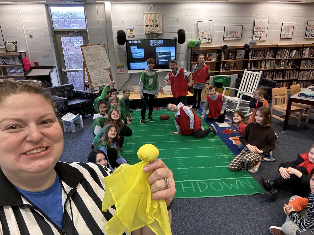 Playing <a href="/FTWoodfillES/">Woodfill Elementary</a>’s own version of the Super Bowl! Students are squaring off to see who can find the correct nonfiction book first. We may have had a few flags on the play but we have had a blast!