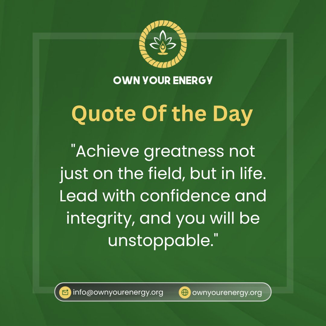Quote Of The Day!

#Leadership #Athletics #Confidence #Integrity #Determination #LeadByExample #LeadershipSkills #BeUnstoppable #NeverGiveUp #Discipline #BelieveInYourself #OvercomeObstacles #BeTheChange #LeadWithIntegrity #AchieveGreatness #quoteoftheday #OwnYourEnergy