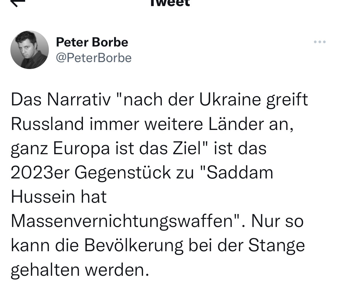 Frage mich auch, wie man darauf kommt, dass 🇷🇺 andere Länder angreift, nachdem es 🇱🇻 🇱🇹 🇪🇪 🇫🇮 🇸🇪 und 🇲🇩 gedroht, Gebiete in 🇬🇪 und 🇲🇩 illegal annektiert hat und generell sagt, dass es die europäische Sicherheitsordnung auf den Stand von 1997 zurückdrehen will. I don‘t get it!