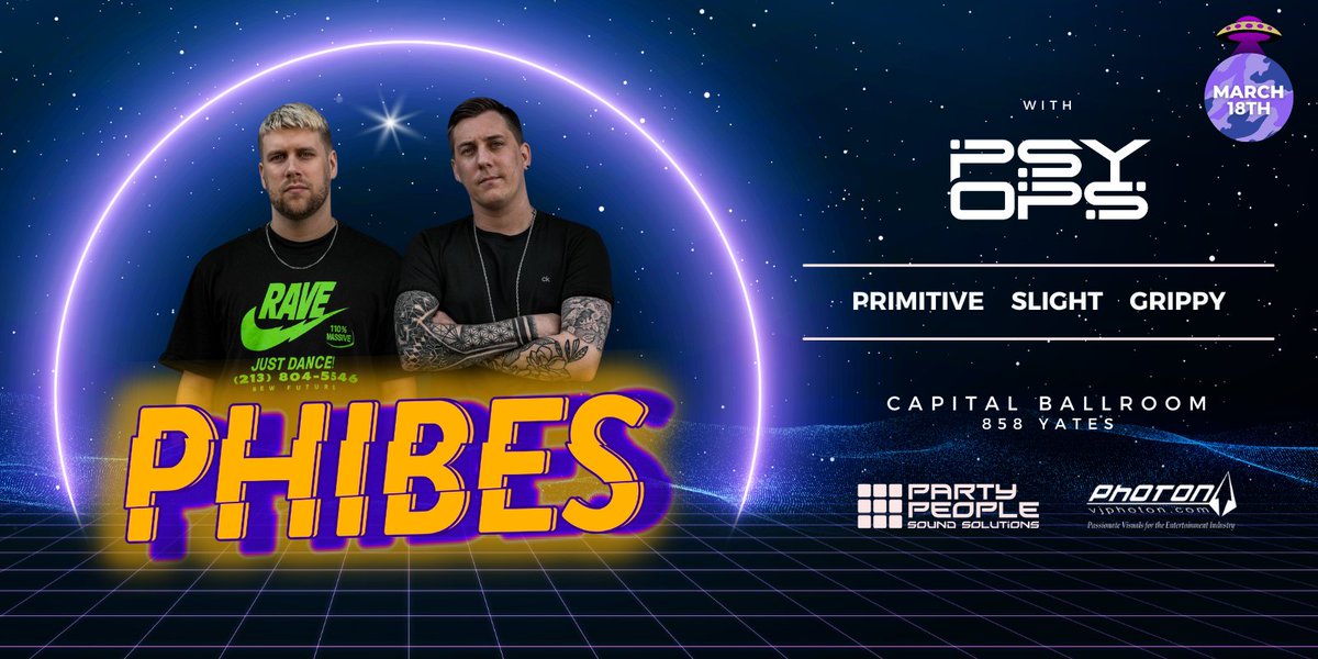 capitalballrm's tweet image. Drum and bass music takes over The Capital when #Phibes come on March 18th with guest Psy Ops. Tickets on sale now via @AdmitOneLive!