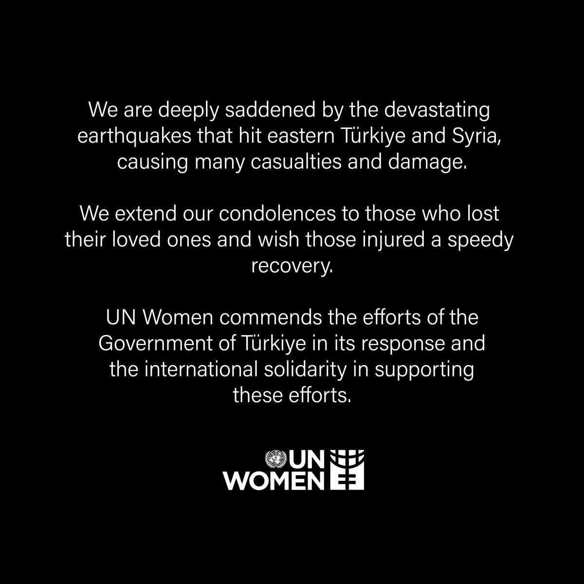 UN Women Arabic (@unwomenarabic) on Twitter photo .<a href="/unwomenarabic/">UN Women Arabic</a> are deeply saddened by the devastating earthquakes that hit eastern Türkiye and Syria today, causing loss of lives and damages. Joining the UN Women family, we extend our condolences to those who lost their loved ones. In solidarity. .<a href="/unwomenarabic/">UN Women Arabic</a> are deeply saddened by the devastating earthquakes that hit eastern Türkiye and Syria today, causing loss of lives and damages. Joining the UN Women family, we extend our condolences to those who lost their loved ones. In solidarity.