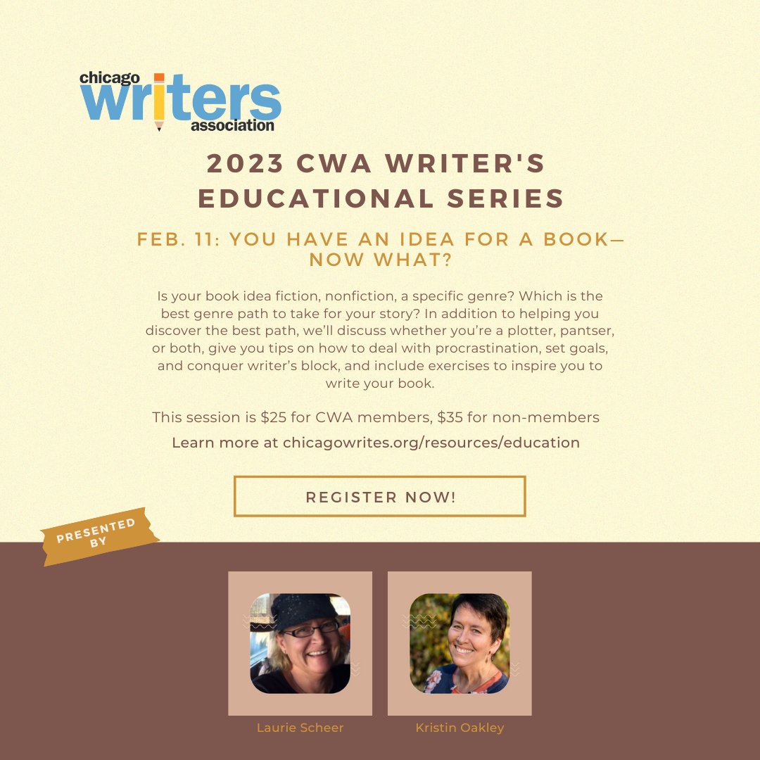 Don't forget: We kick off our first session of the CWA Writer's Educational Series on February 11! Register today!

#Register on <a href="/eventbrite/">Eventbrite</a>: 2023cwawriterseduseries.eventbrite.com
Learn more: chicagowrites.org/resources/educ…
#chicagowrites #onlineclass #authors #books
