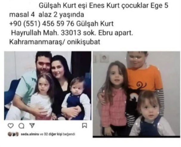 merimikio's tweet photo. @haluklevent 3 çocuğu ve eşiyle beraber. Haber alınamıyor. Kahramanmaraş/Onikişubat 
Hayrullah mh. 33013 sk. Ebru apart. https://t.co/eBvJ1h5qvA