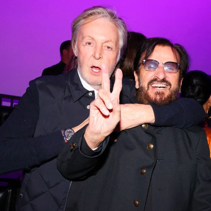 Paul McCartney y Ringo Starr en la fiesta de Stella McCartney en Los Ángeles para celebrar su última colección Adidas, 3 de febrero de 2023.