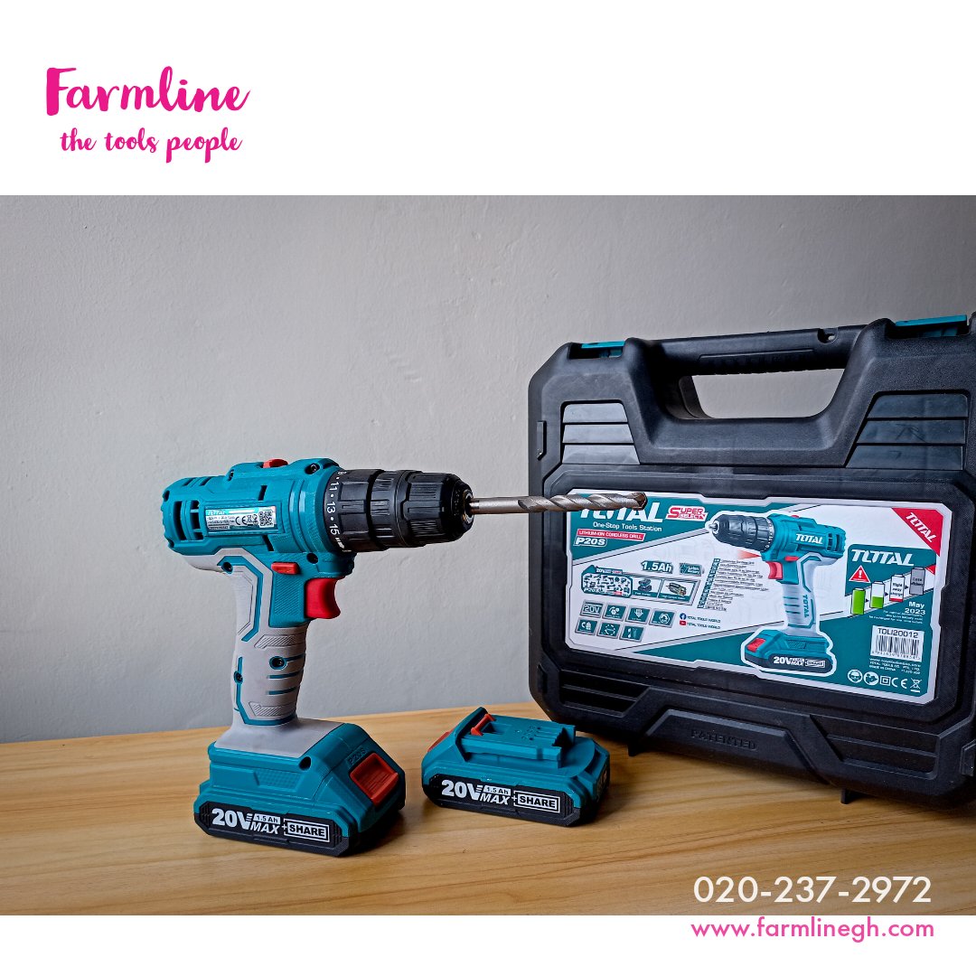 Two, they say, is better than one. Get two packs of 20V battery with the total cordless Impact Drill to get work done faster. 999 GHS only.

 wa.me/233202372972

#drill #cordless #cordlessdrill #gh #accra #drillingmachine #impactdrill #diy #construction #equipment #tools