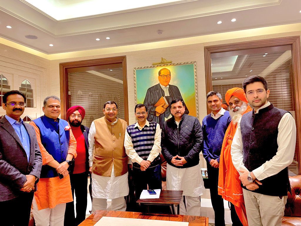 Rishi Dubey (@_rishidubey_) on Twitter photo AAP Rajya Sabha MPs met with AAP National Convenor, Delhi Chief Minister Shri <a href="/ArvindKejriwal/">Arvind Kejriwal</a> ji, there was a comprehensive discussion in the meeting about party's line of action in the Parliament. AAP Rajya Sabha MPs met with AAP National Convenor, Delhi Chief Minister Shri <a href="/ArvindKejriwal/">Arvind Kejriwal</a> ji, there was a comprehensive discussion in the meeting about party's line of action in the Parliament.