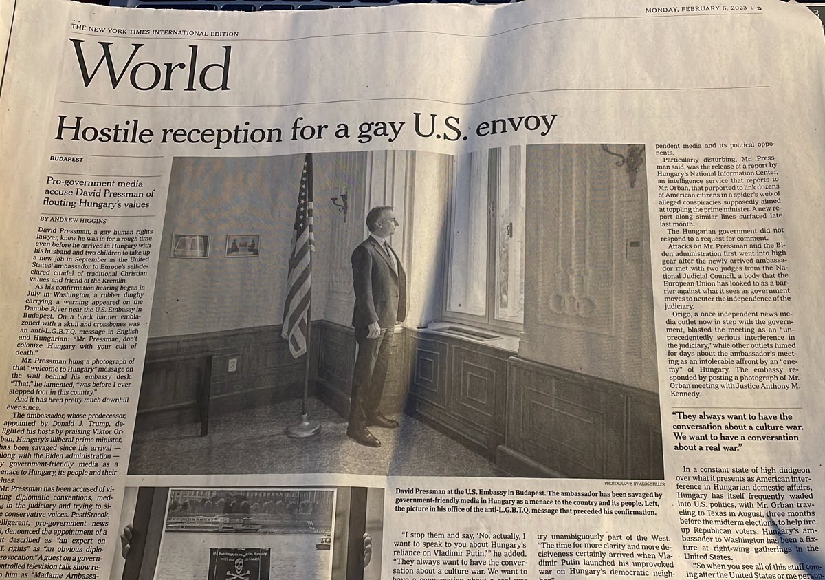 So many thoughts while reading this article. #LGBTQIA+ diplomats should always serve openly and with respect and dignity. I hope the diplomatic community in Hungary doesn’t sit quietly and share their support of Ambassador Pressman! #ServingWithPride