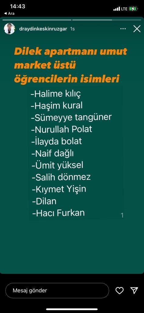 TahirNZuhre's tweet photo. Siteler mahallesi Atatürk bulvarı  no:334 Dilek apartmanı samas otelinin yanının yanı 8 katlı  934-944 sokak arası.
Diş hekimliği 4.sinif öğrencisi İlayda Bolat'a ulaşılamıyor. Bu apartmanda çok sayıda öğrenci var, yardıma ihtiyaç var. Lütfen yardım eder misiniz? RTler misiniz? https://t.co/Id5pwUmYye